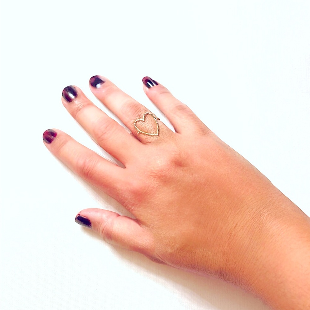 Hollow Heart 18K Gold Plated Stainless Steel